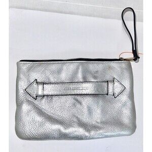 Designer Aimee Kestenberg Silver Leather Wristlet Clutch